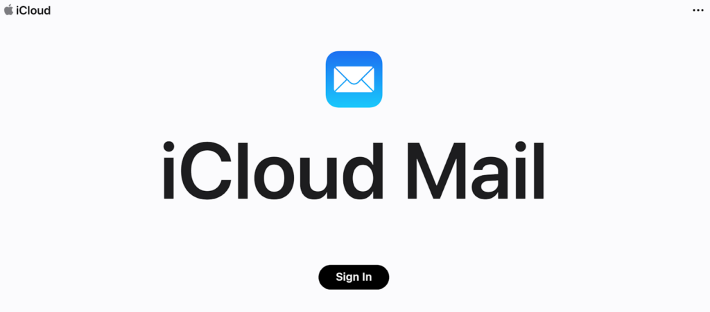 iCloud Mail homepage