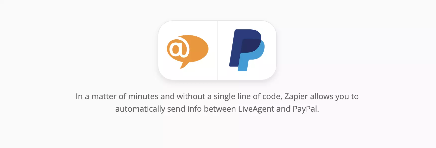 ZapierのLiveAgentおよびPayPal統合ページ