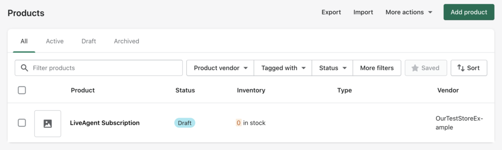 Shopifyの製品セクション