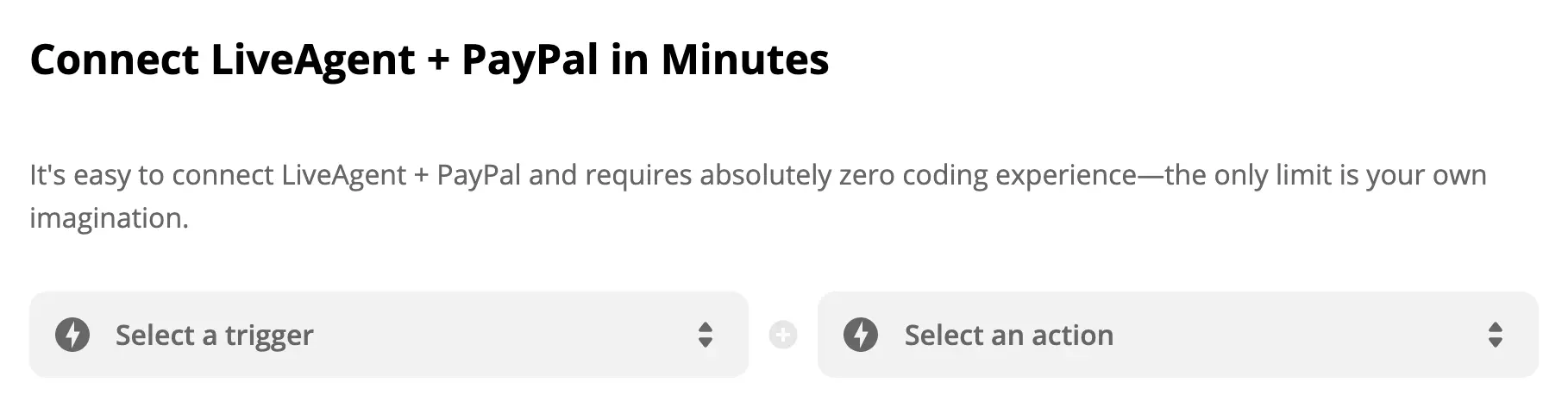PayPalトリガーとLiveAgentアクション選択