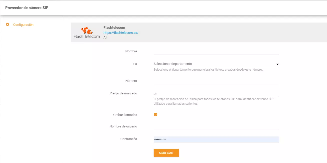 Flash Telecom認証情報