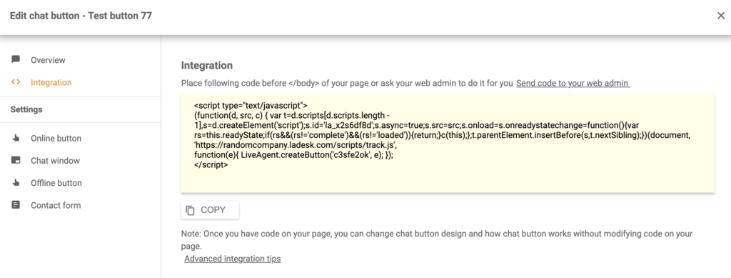 Shift4shop LiveAgent統合コード