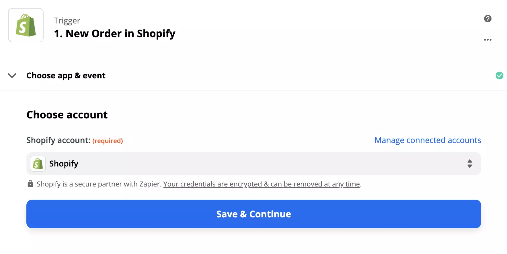 ZapierのShopifyトリガー設定