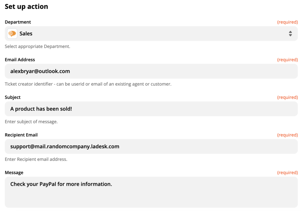 LiveAgentアクション「新しい会話を作成」のセットアップ