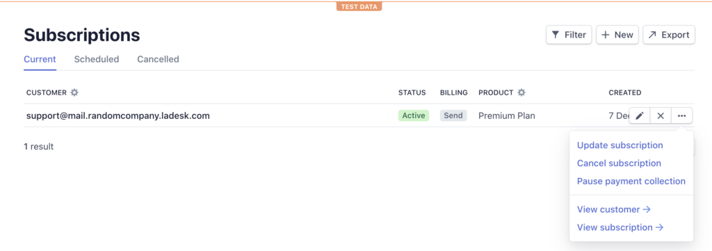 Stripeでサブスクリプションをキャンセルする場所