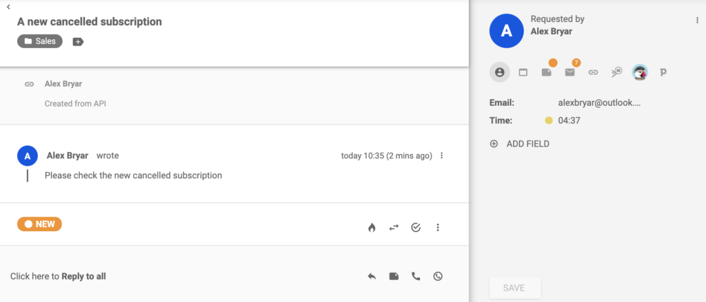 キャンセルされたサブスクリプションに関するチケット