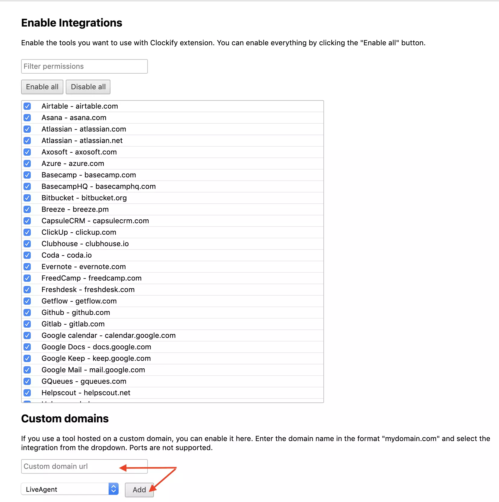 Clockifyドメイン設定