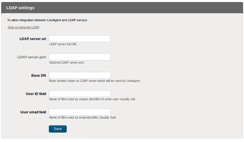 LDAP設定ウィンドウ
