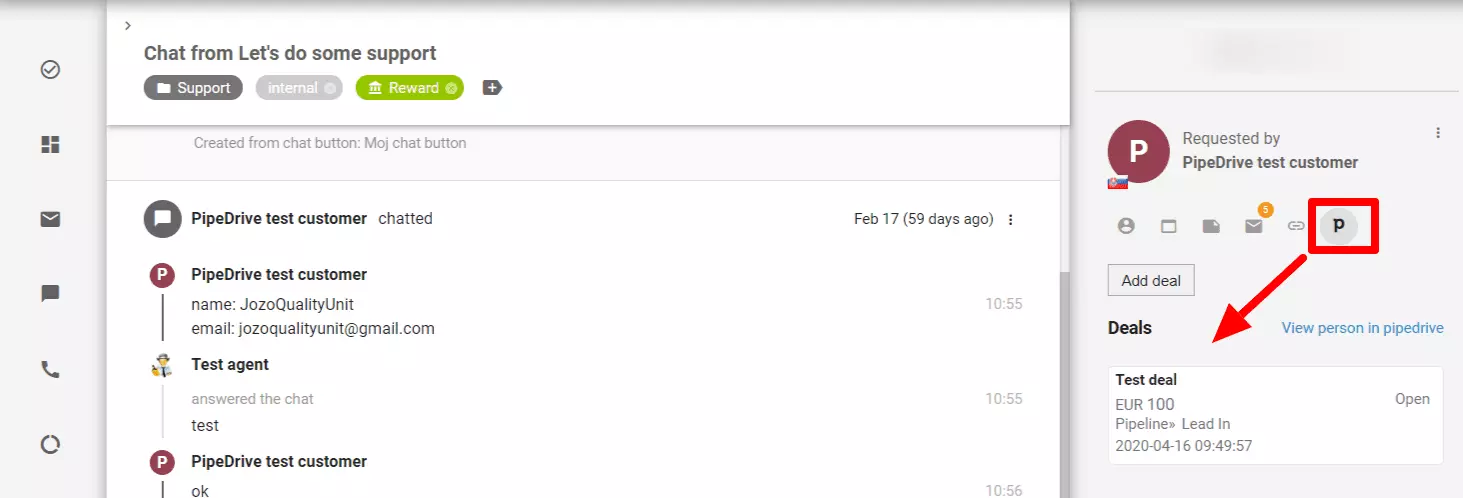 LiveAgentのPipeDrive統合機能