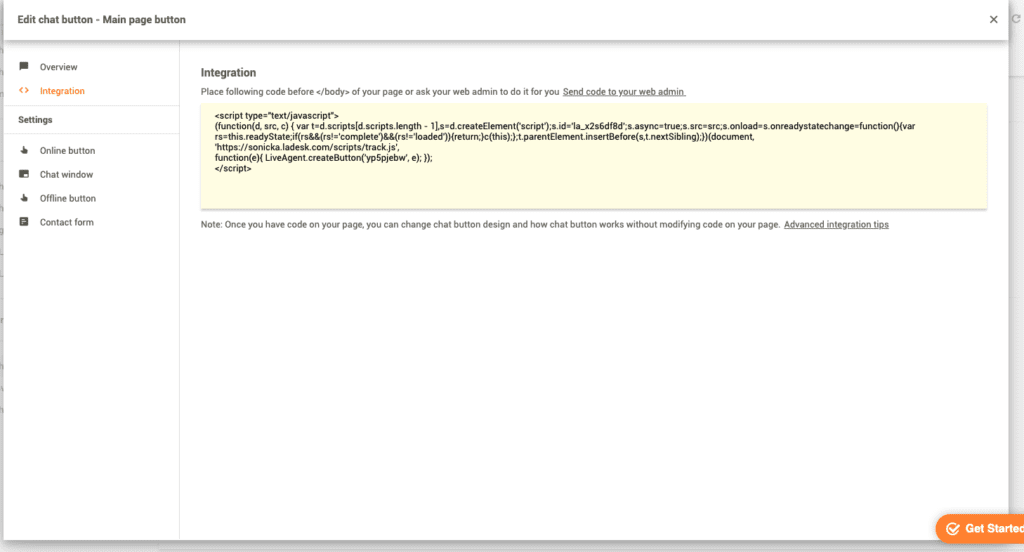 LiveAgent Adobe Business Catalyst integration code