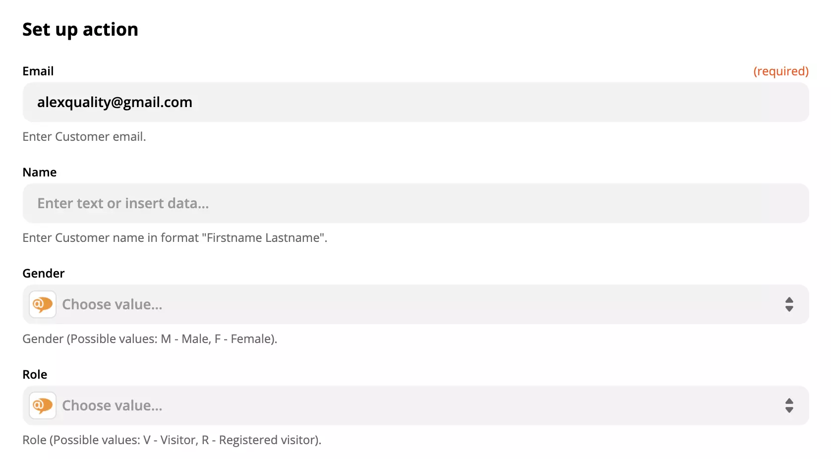 Zapier上のLiveAgentアクション設定