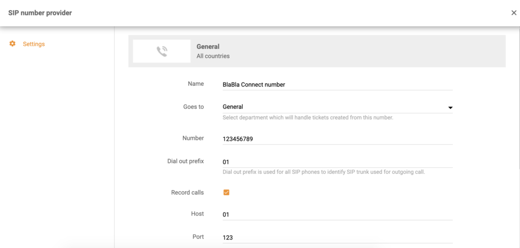 LiveAgentコール設定でのBlaBla Connect統合セットアップ