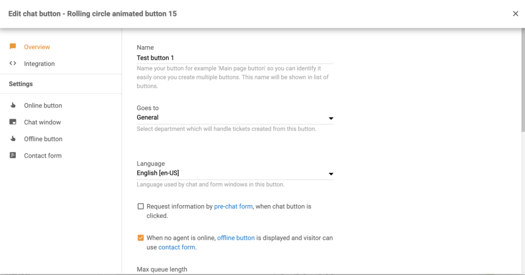 LiveAgent でチャットボタンを設定