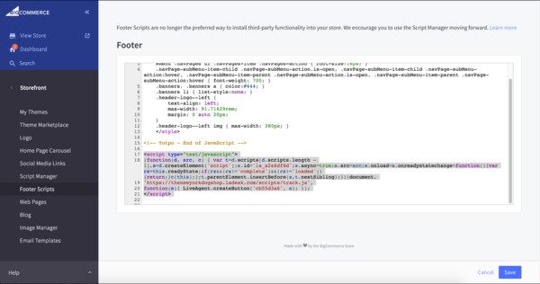 Bigcommerce LiveAgent統合
