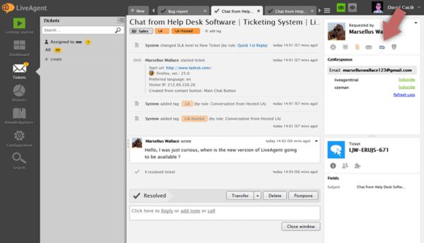 GetResponse LiveAgent統合