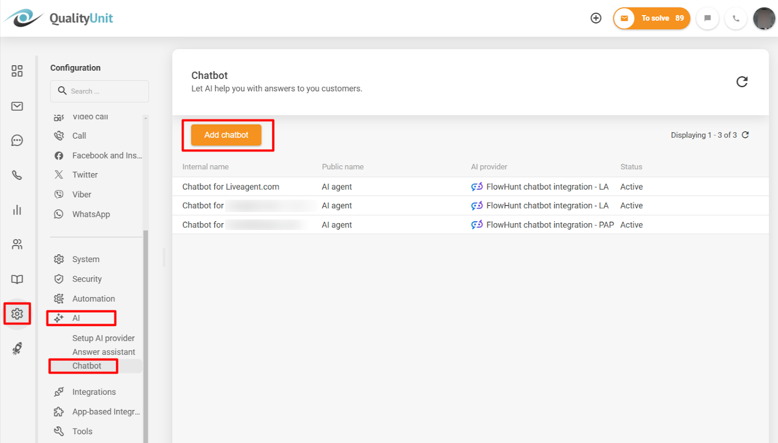 FlowHunt AIチャットボットの追加