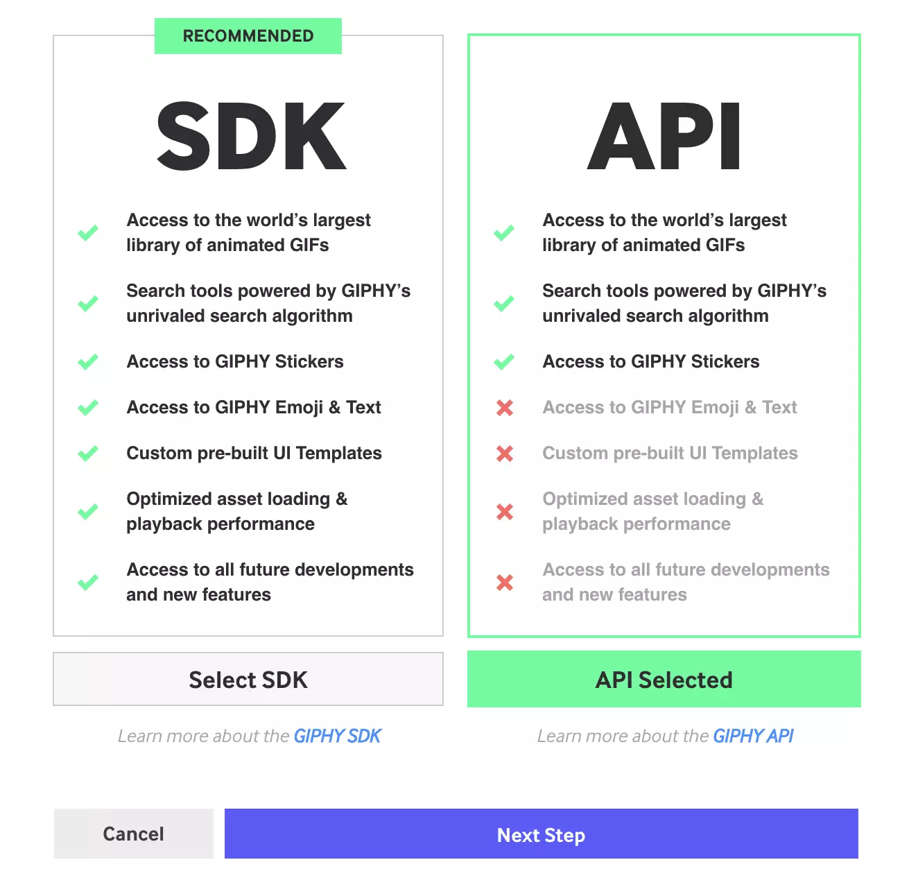 Giphyでのアプリケーションタイプの選択