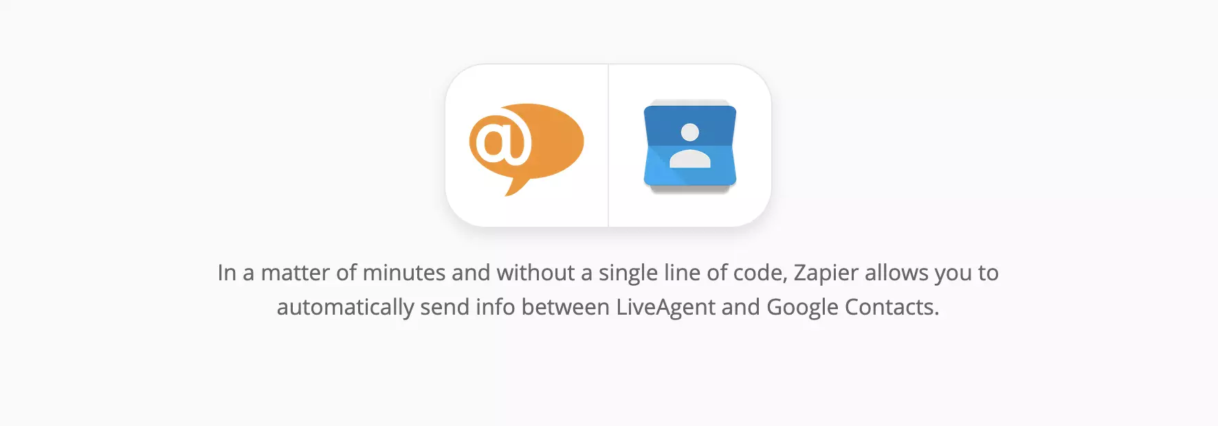 ZapierのLiveAgentおよびGoogle Contacts統合ページ
