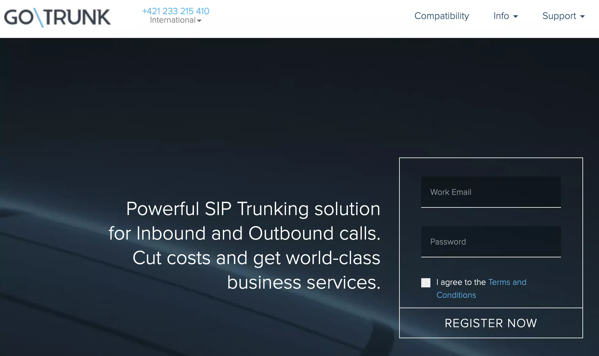GoTrunk 登録ページ