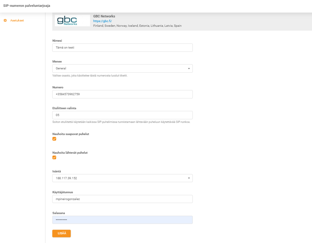 GBC Networks認証情報