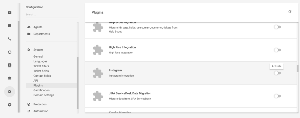 LiveAgentのInstagramプラグイン