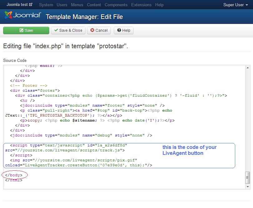 Joomlaテンプレートエディター