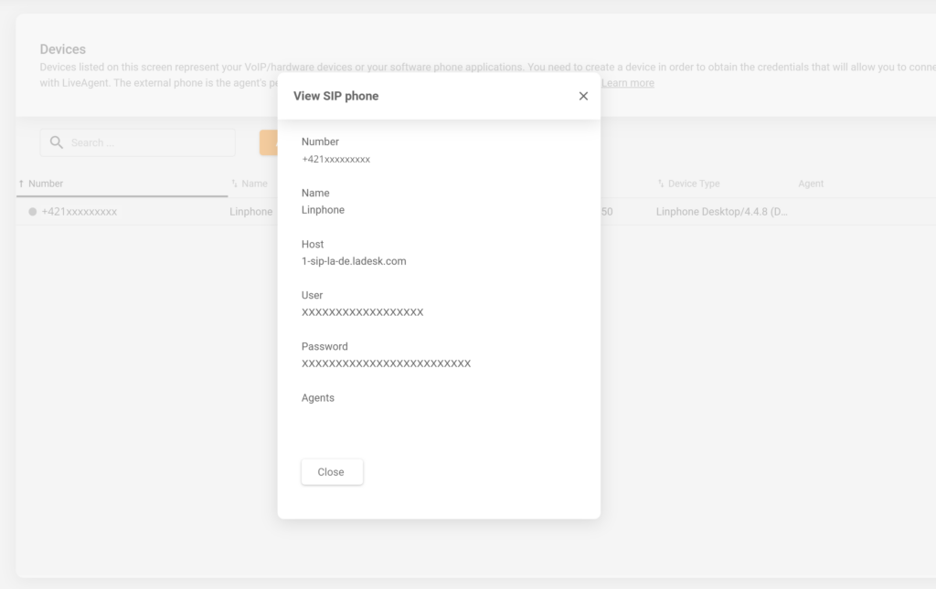 LiveAgent SIPデバイス設定