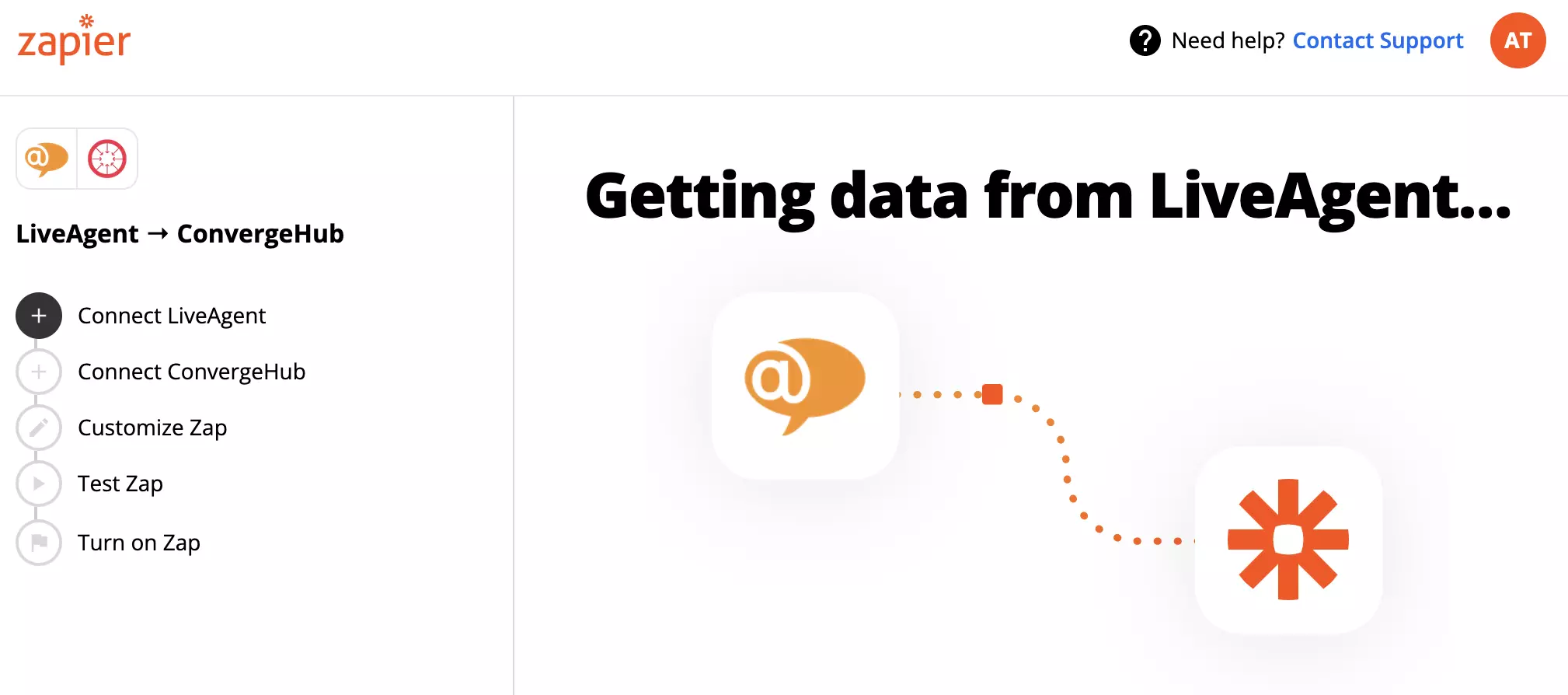 ZapierでLiveAgentアカウントとConvergeHubアカウントを接続する
