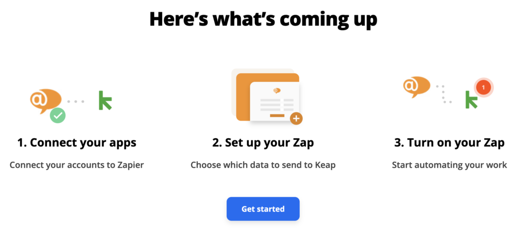 Zapier 上の LiveAgent と Keap 間の統合プロセス