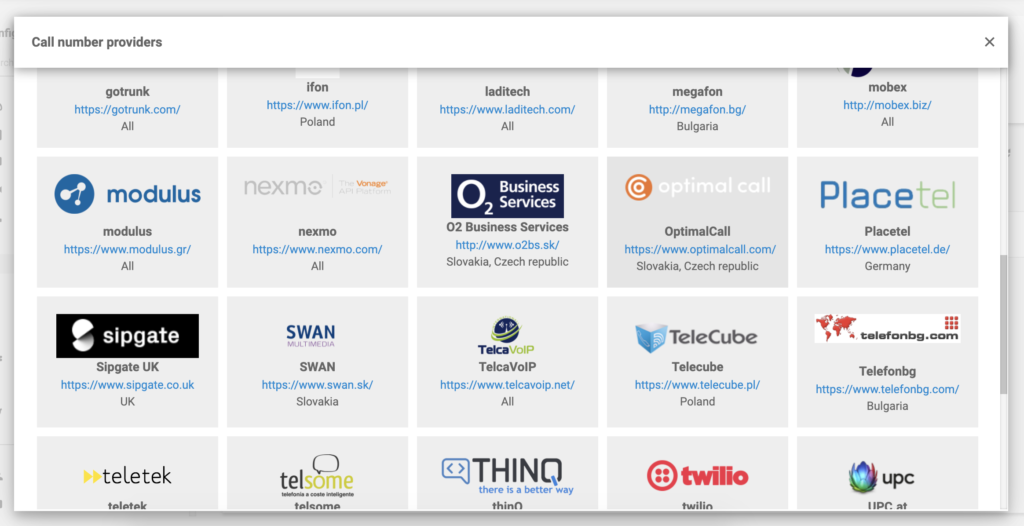 VoIPプロバイダーのリストのOptimal Call