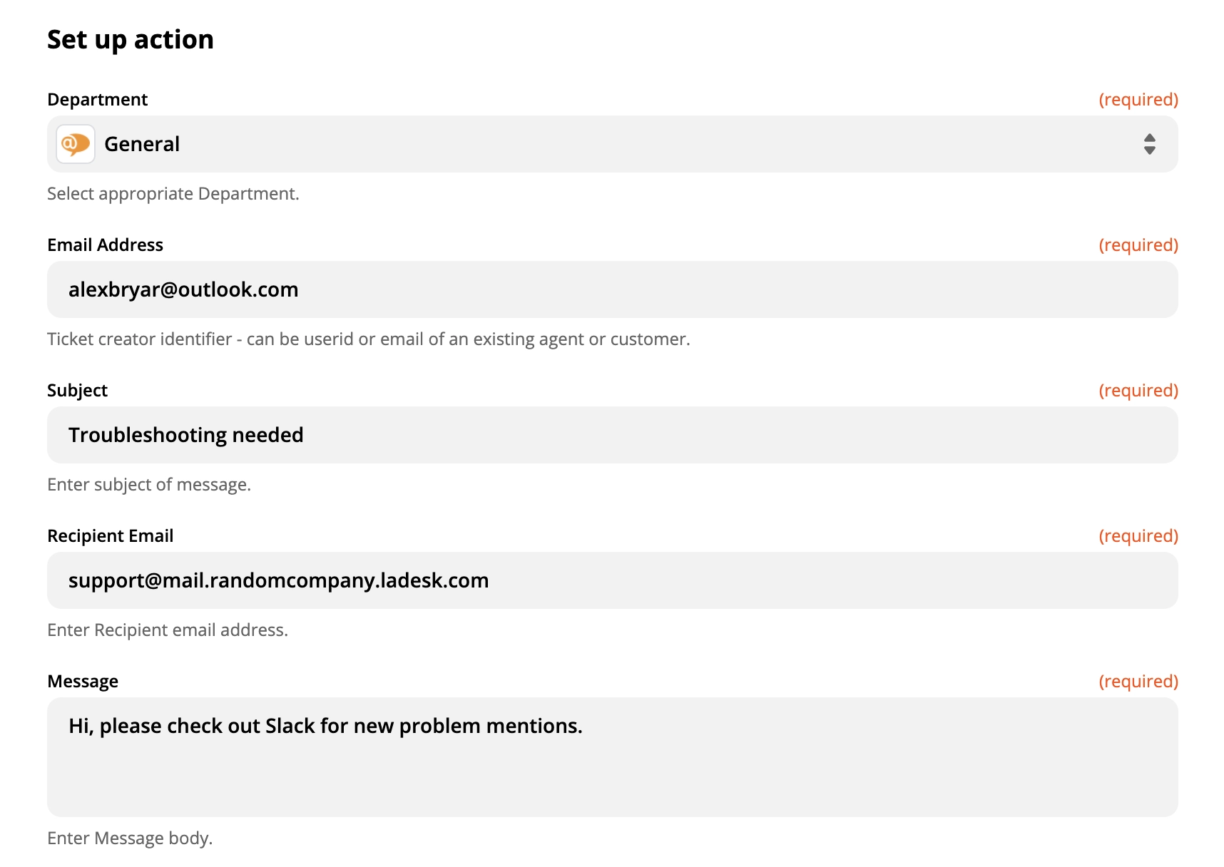 Zapier上のLiveAgentアクションセットアップのショーケース
