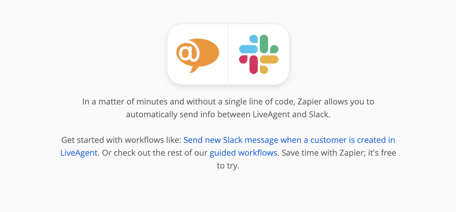 LiveAgentとSlack統合に関するZapierページ