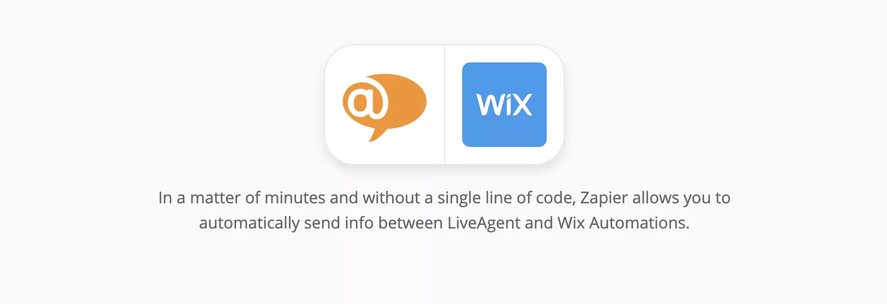 Zapier の LiveAgent と Wix 統合ページ