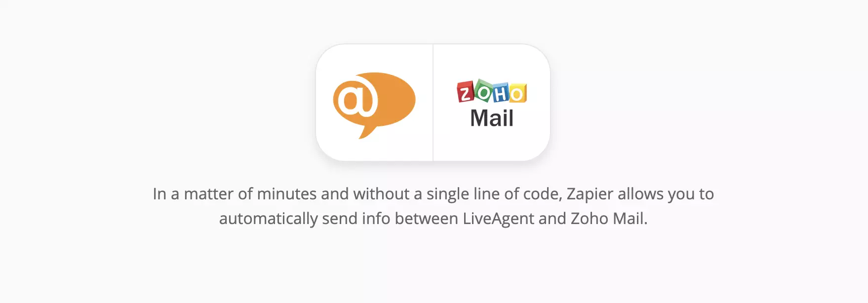 ZapierのLiveAgentおよびZoho Mail統合ページ