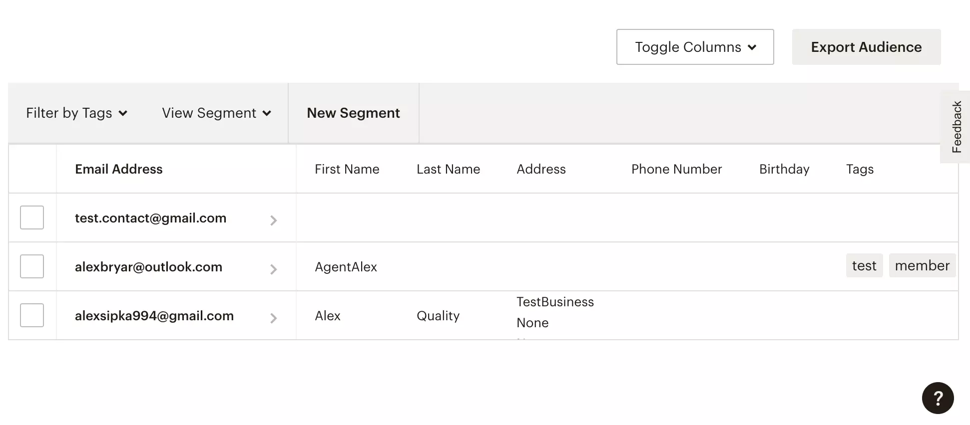 統合成功後、新しい購読者がMailchimpに追加されました