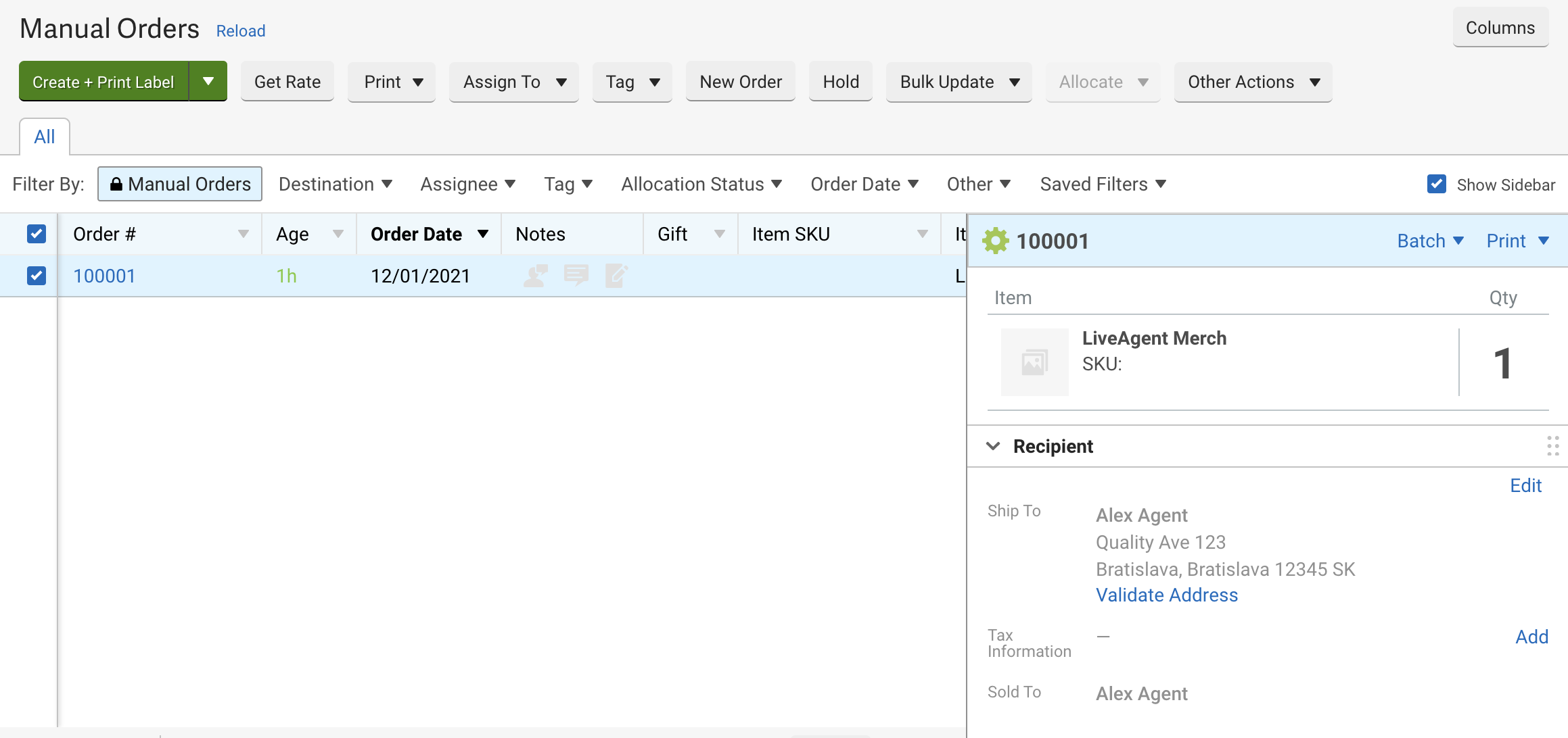 ShipStationで作成された新しい注文