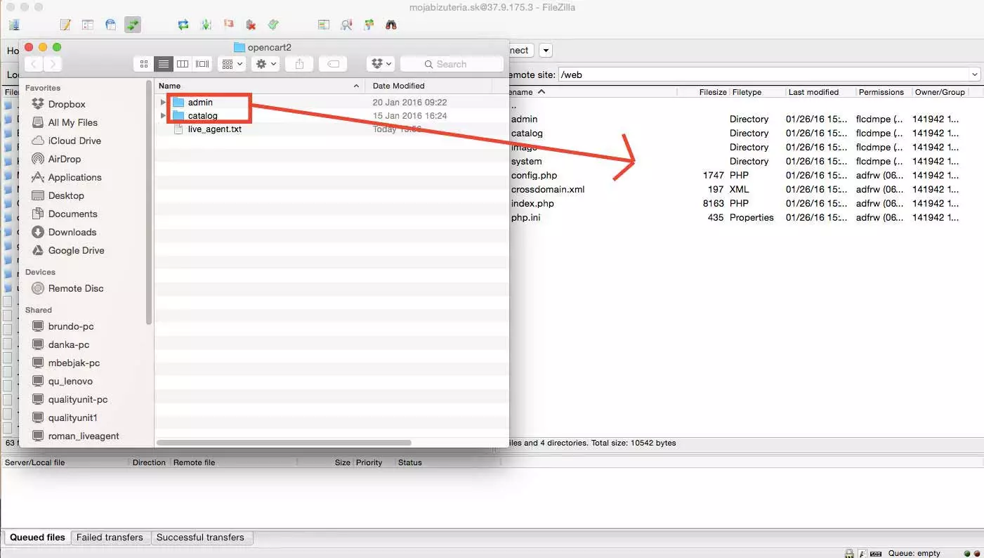 OpenCart LiveAgent統合 - ファイルをアップロード
