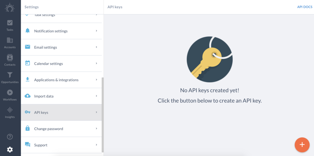 Salesflare設定のAPIキー