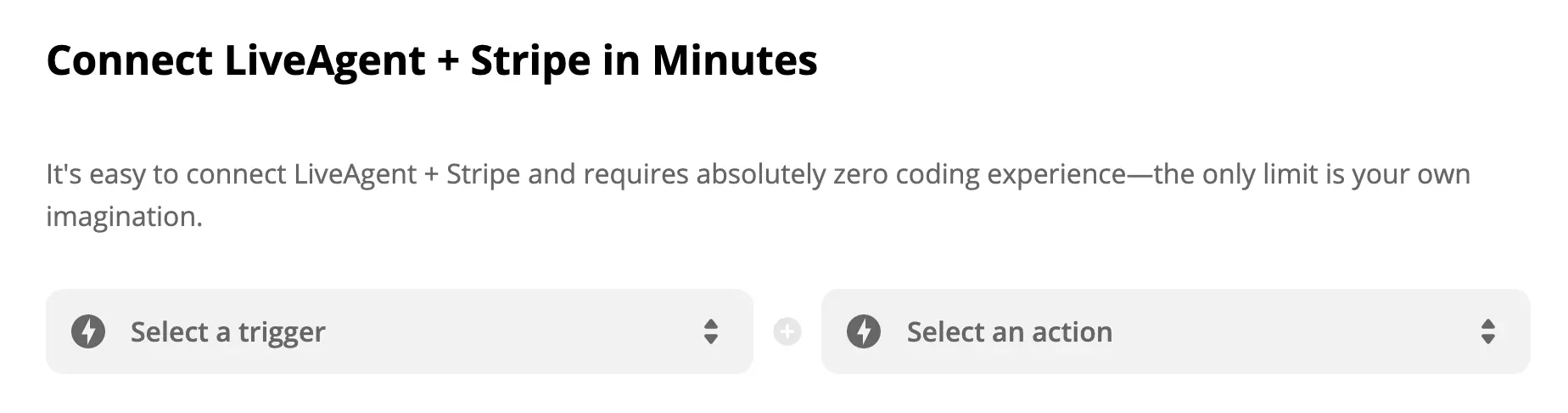 ZapierのLiveAgentとStripe統合ページ