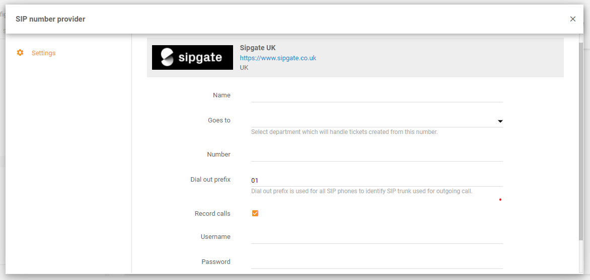 LiveAgentのSipgate統合