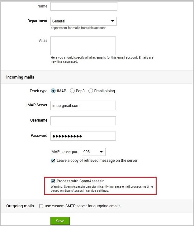 SpamAssassinで処理オプション