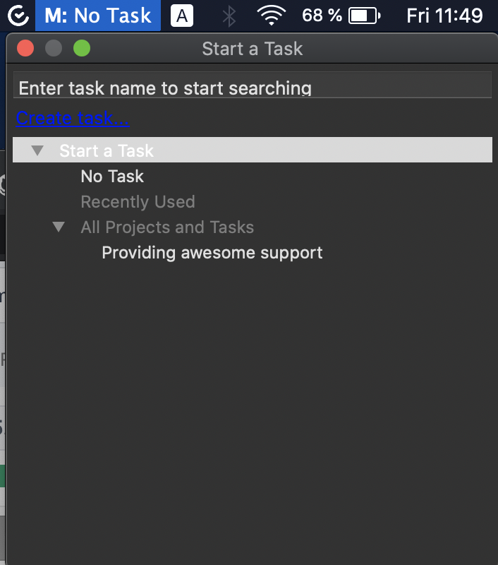 Mac オペレーティングシステム用のTimeCampアプリケーション