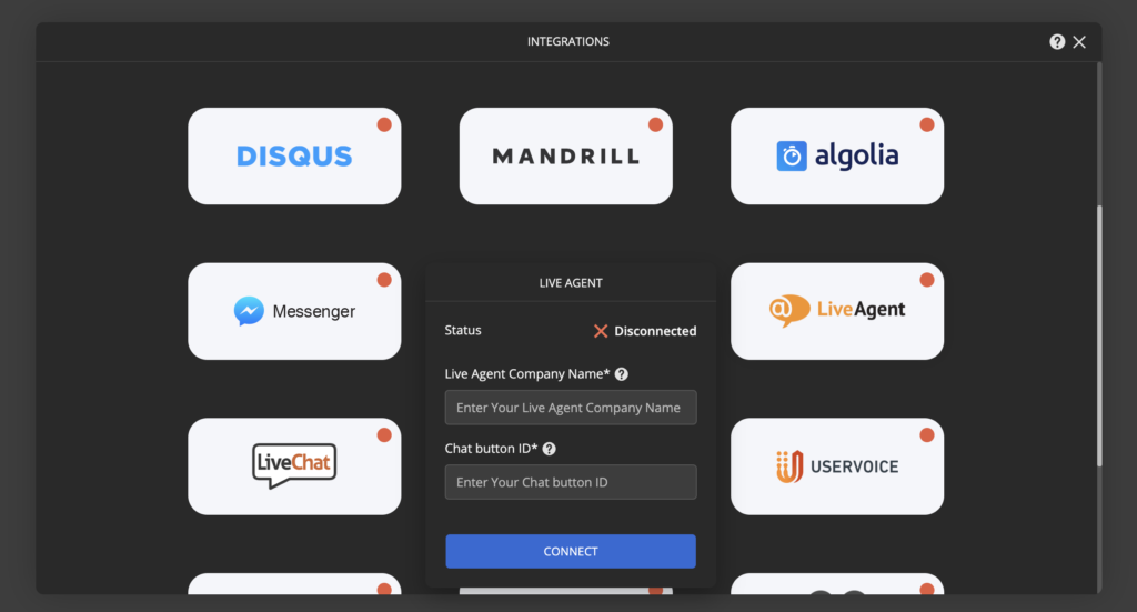 Ucraft LiveAgent統合