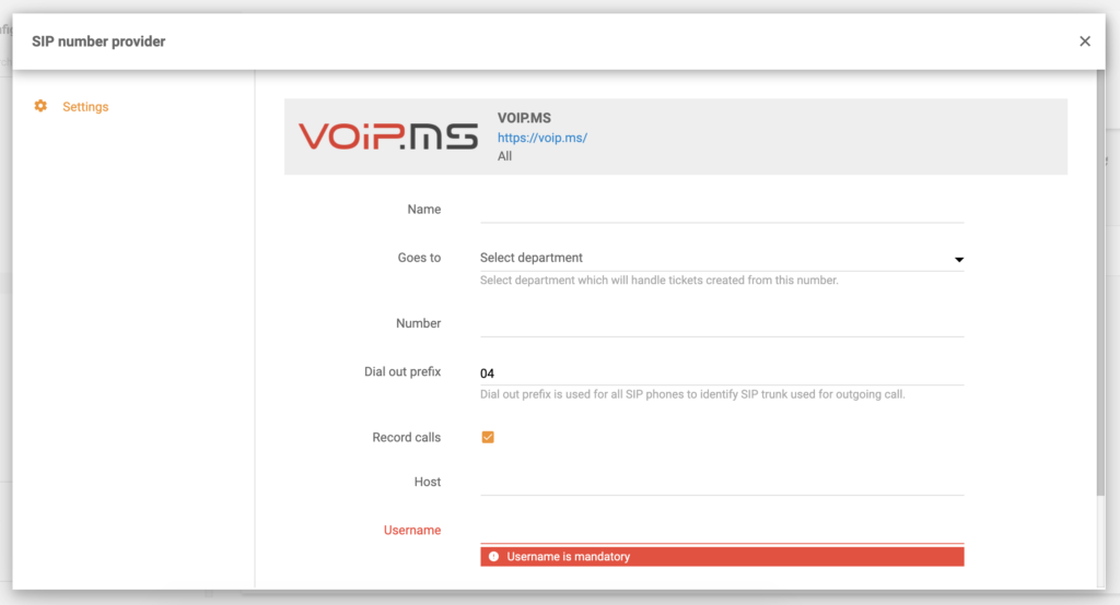LiveAgentコール設定のVoIP.ms設定