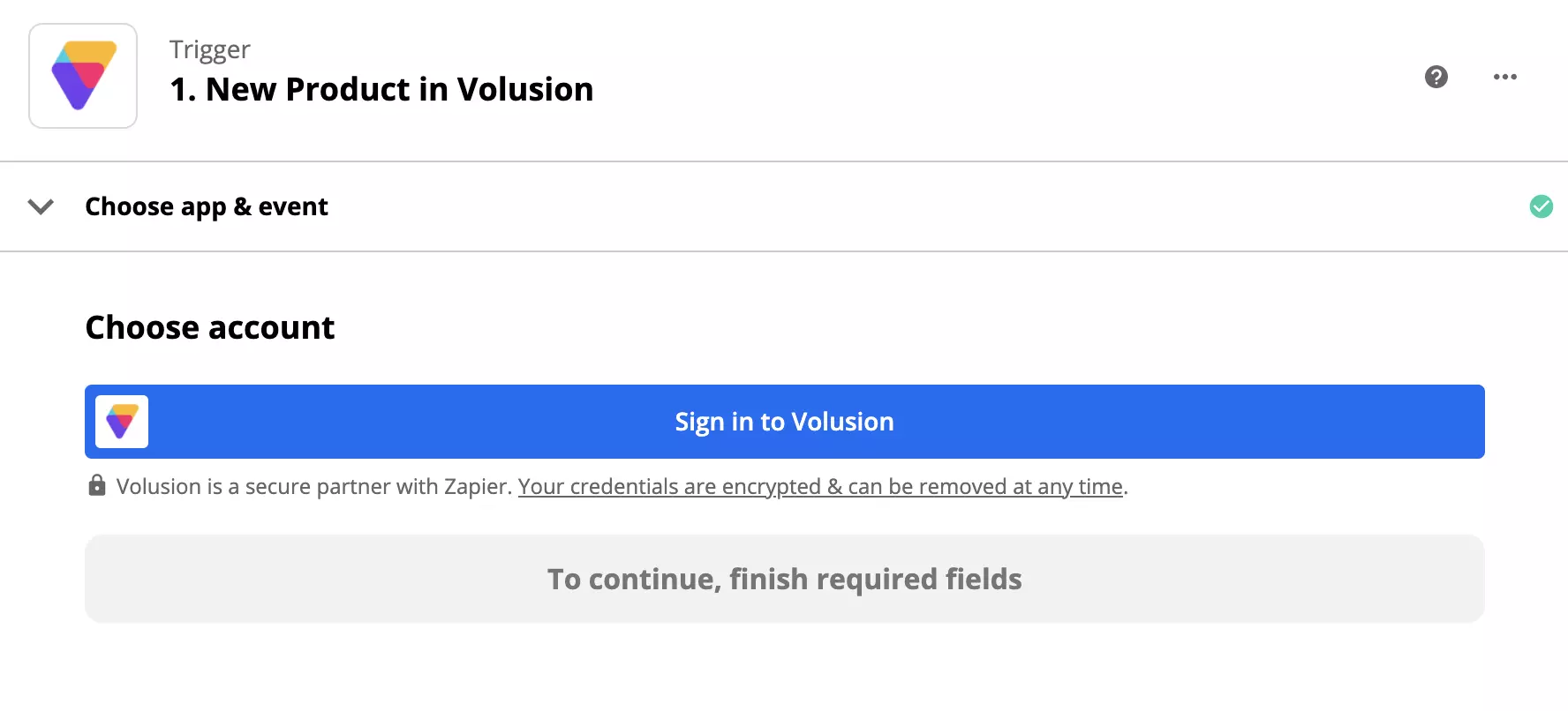 Zapier での Volusion トリガーセットアップ