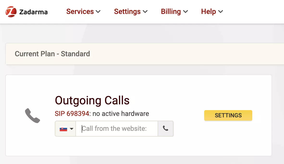Zadarma VoIPプロバイダーサイトの通話オプション