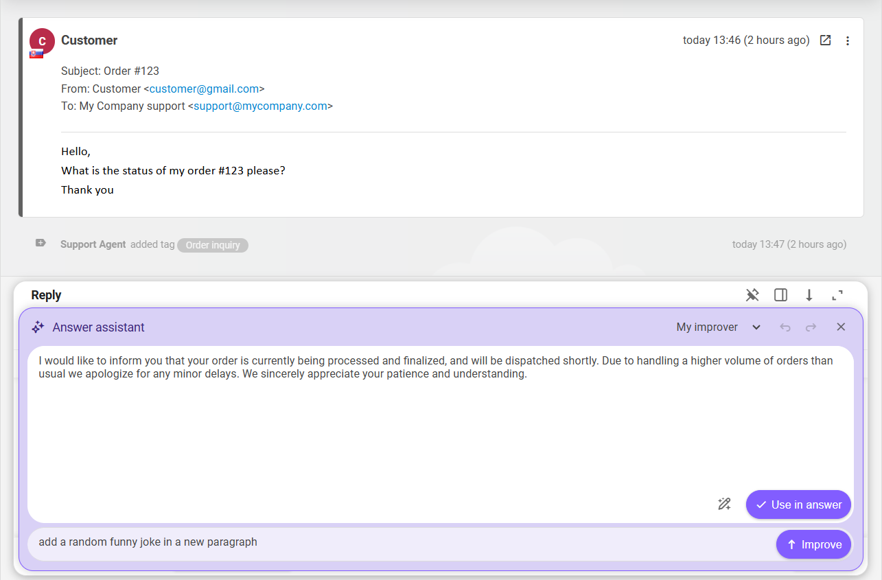 LiveAgent AI回答改善&作成機能