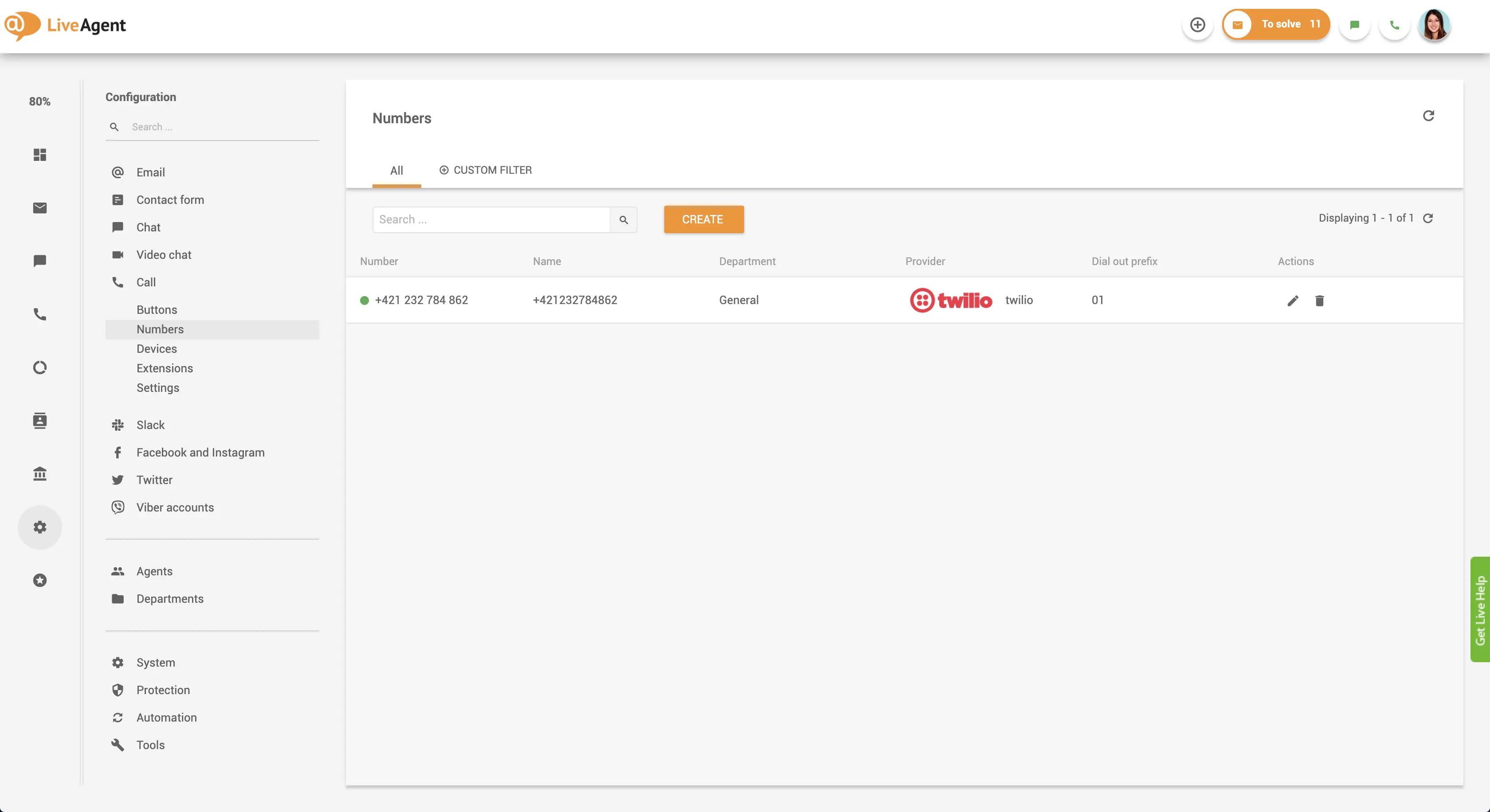 電話番号接続インターフェース