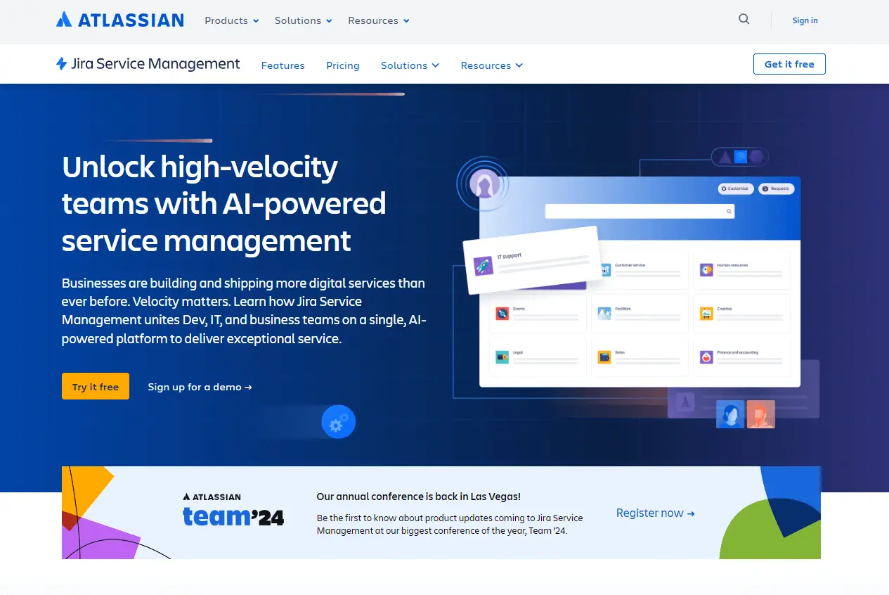 Jira Service Management ホームページ、Help Scout の代替品としてのヘルプデスクソフトウェア
