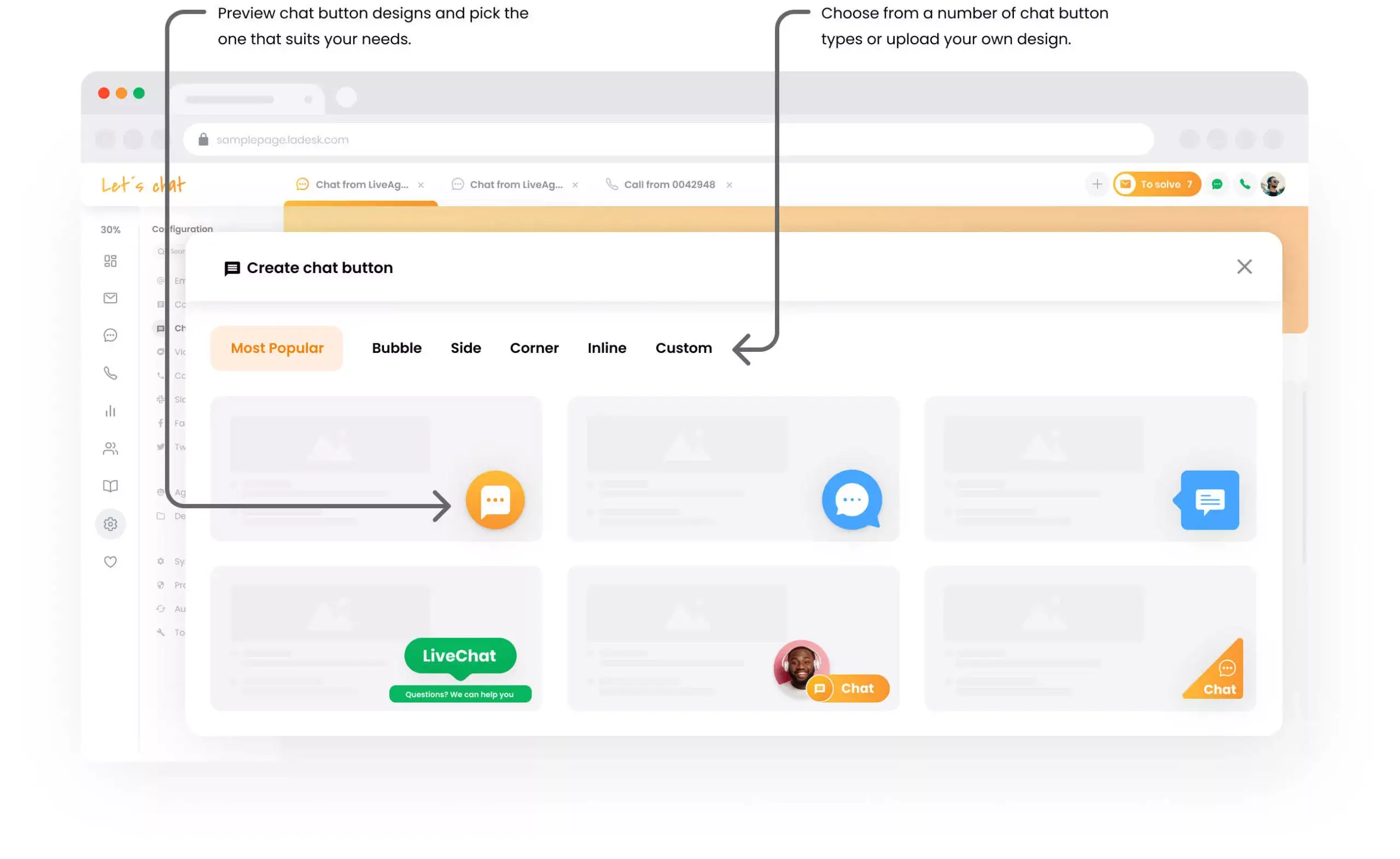 チャットボタンを選択